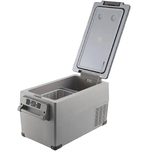 Camping refrigerator cooler opened view