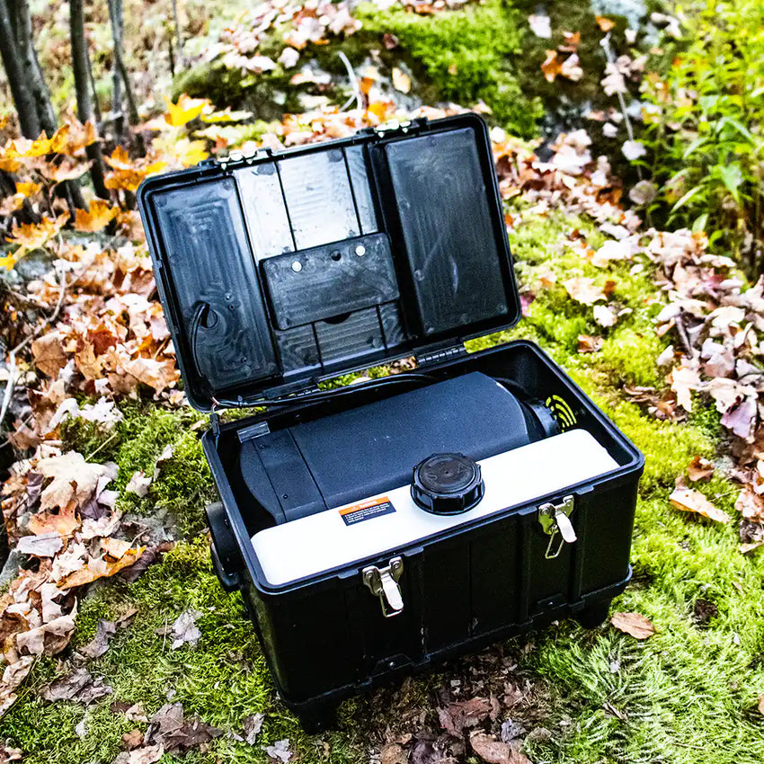 View of the heater opened for refueling