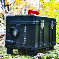 Roof top tent Heater in the forest
