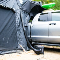 View of the use of the diesel heater with a rooftoptent