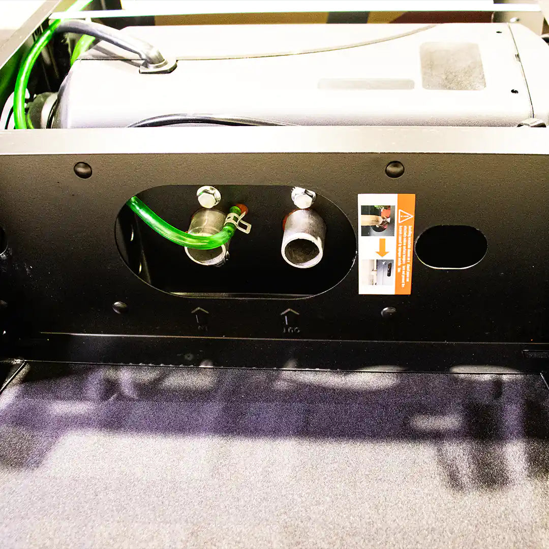 Bottom view with exhaust outlet