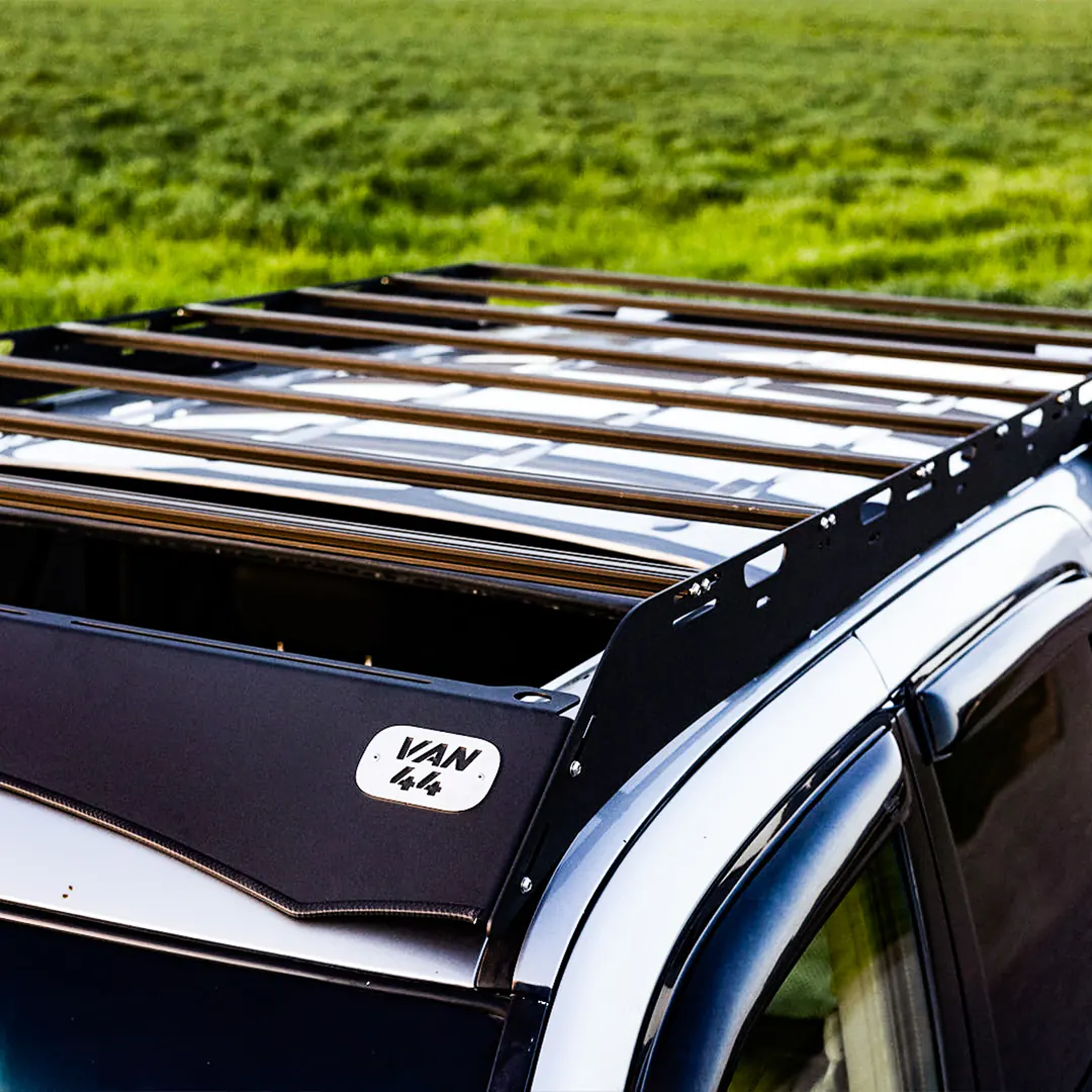 Top view of the overlanding roof rack with 8 crossbars