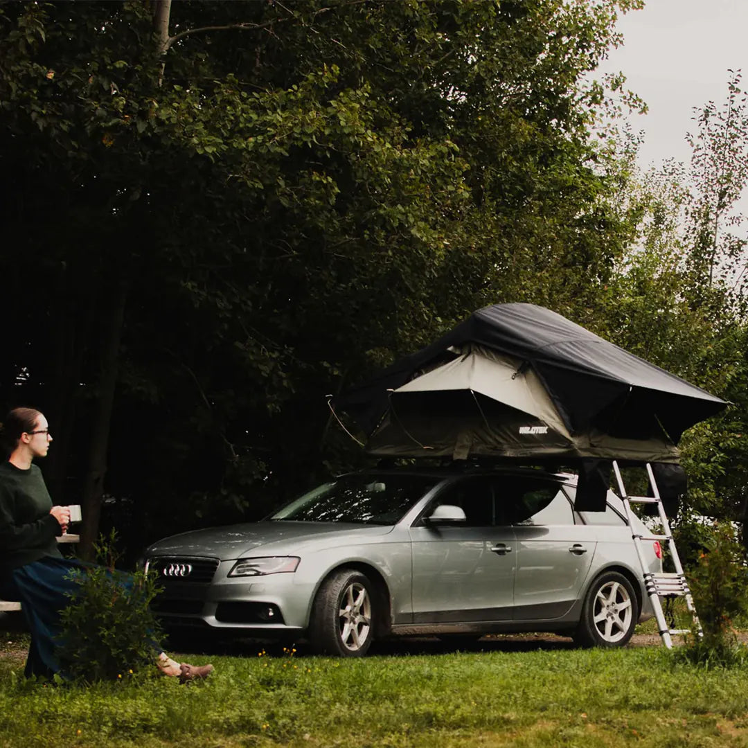Side view of the Sequoia soft Shell Roof top tent