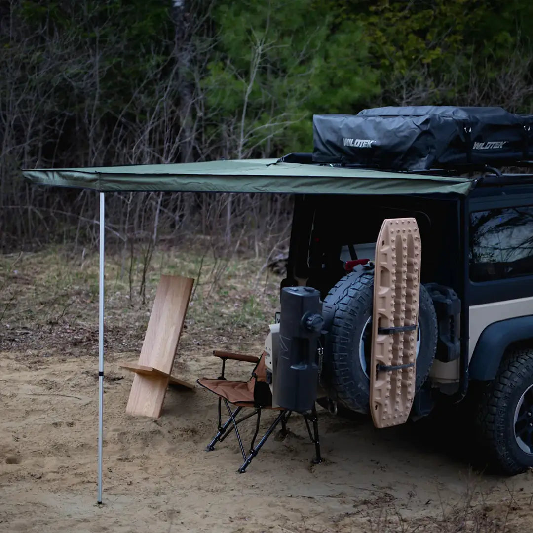 Rear view of the camping setup