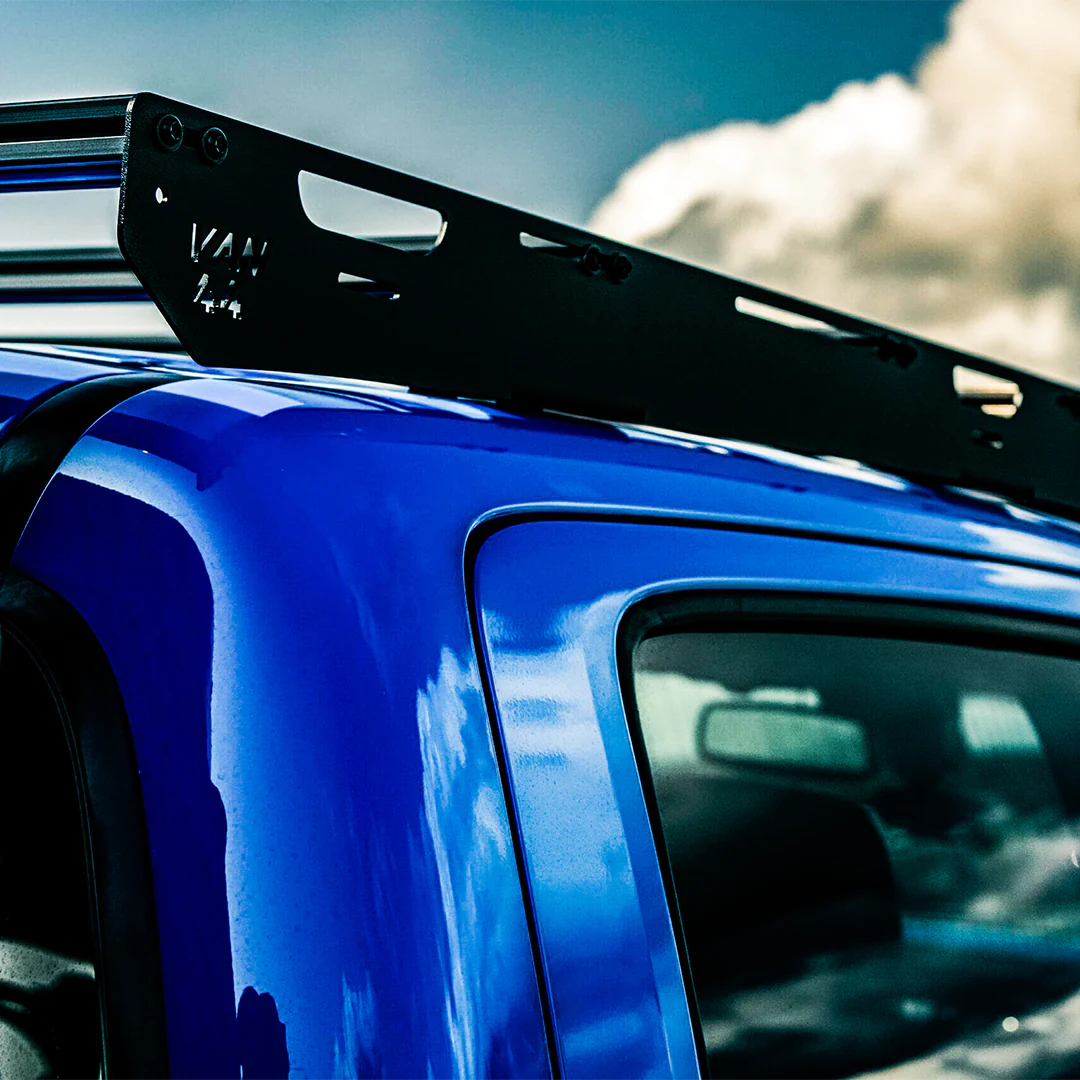 Rear view of the toyota tacoma roof rack by VAN44