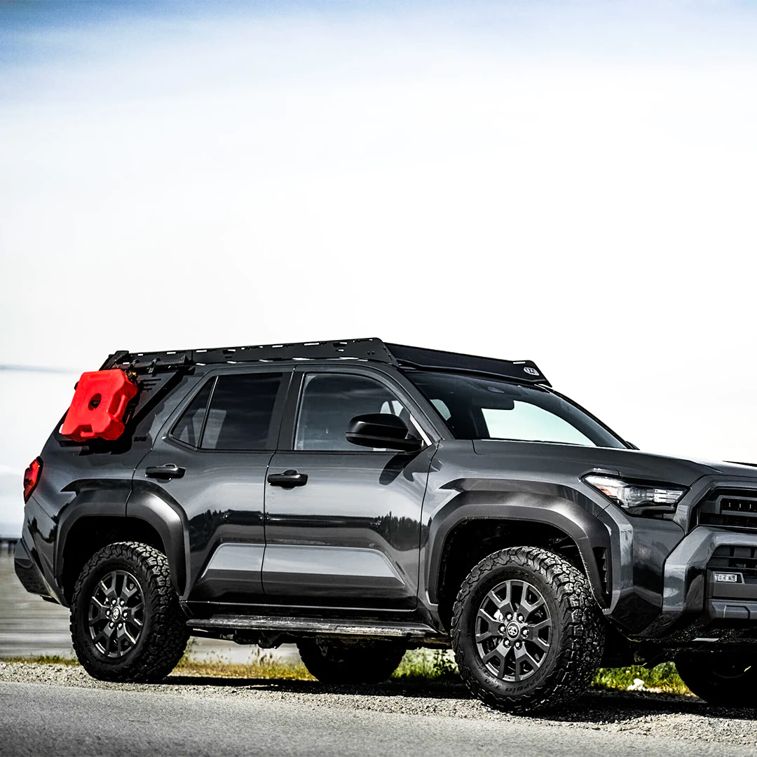 Large view under a white sky and with a red rotopax gas can