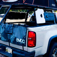 Rear view with roof top tent and overlanding gear