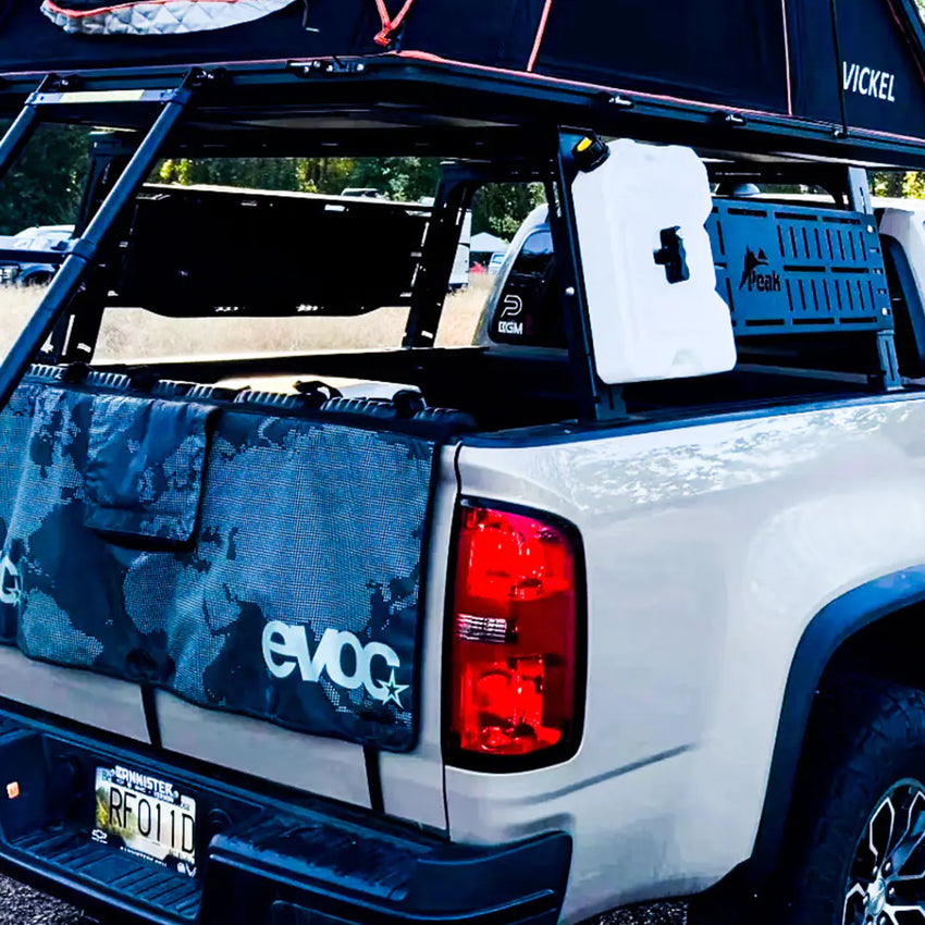 Rear view with roof top tent and overlanding gear