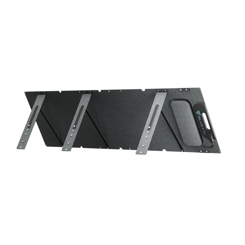Rear view of the foldable solar panel with mount system