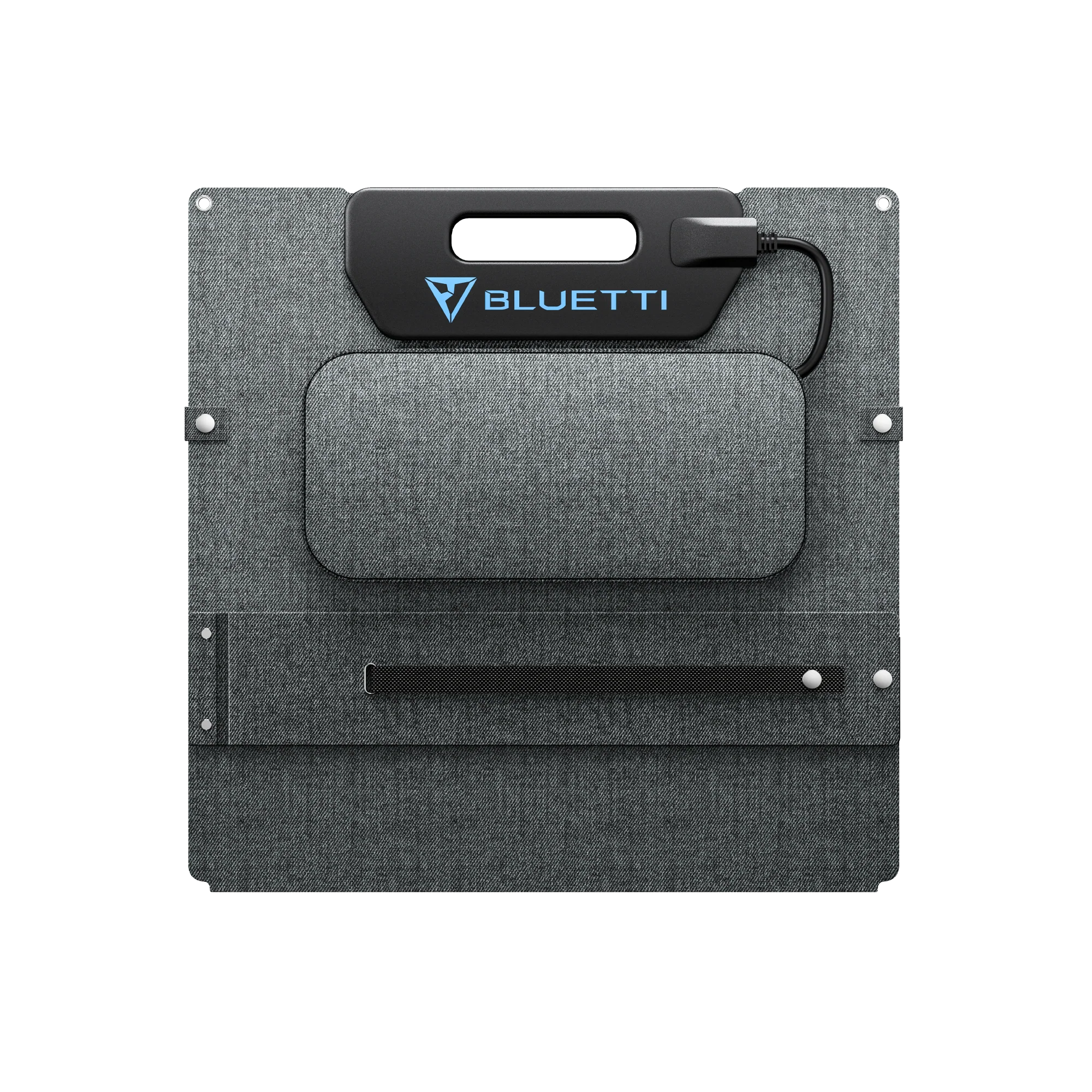 Detailed view of the folded solar panel of 120W from Bluetti, perfect for roof top tent