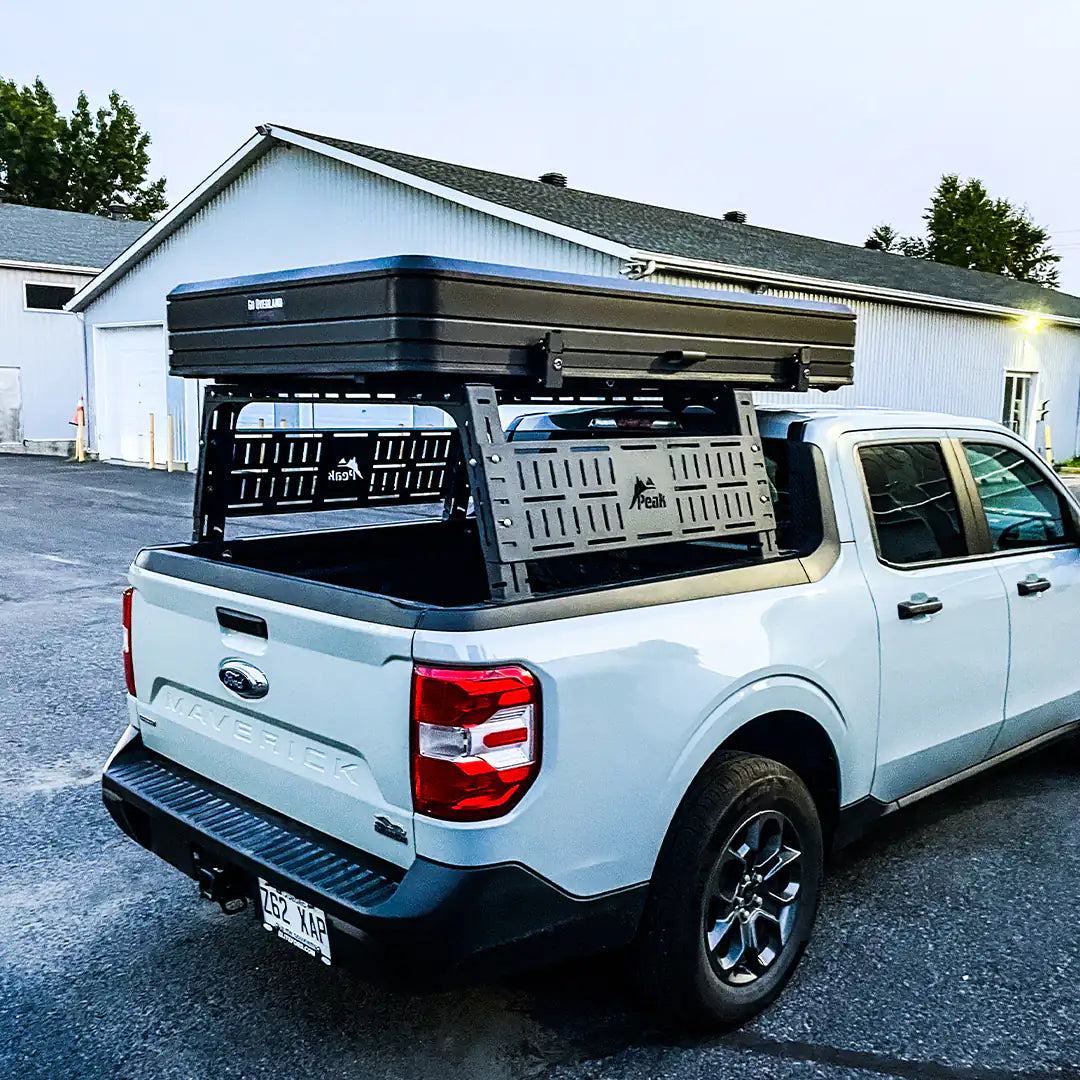Rear view of the bed rack on the Maverick