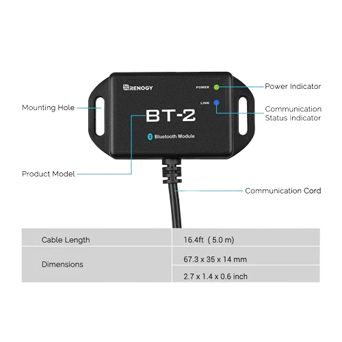 Kit Contrôleur de Charge Solaire Bluetooth<br>BT-2