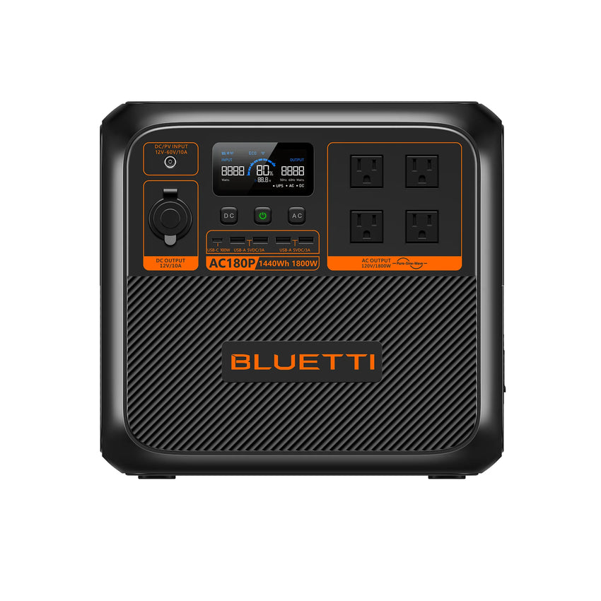 Front view of the lithium portable power station for camping