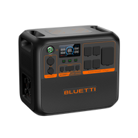 Side view of the power pack for camping with outlet plug