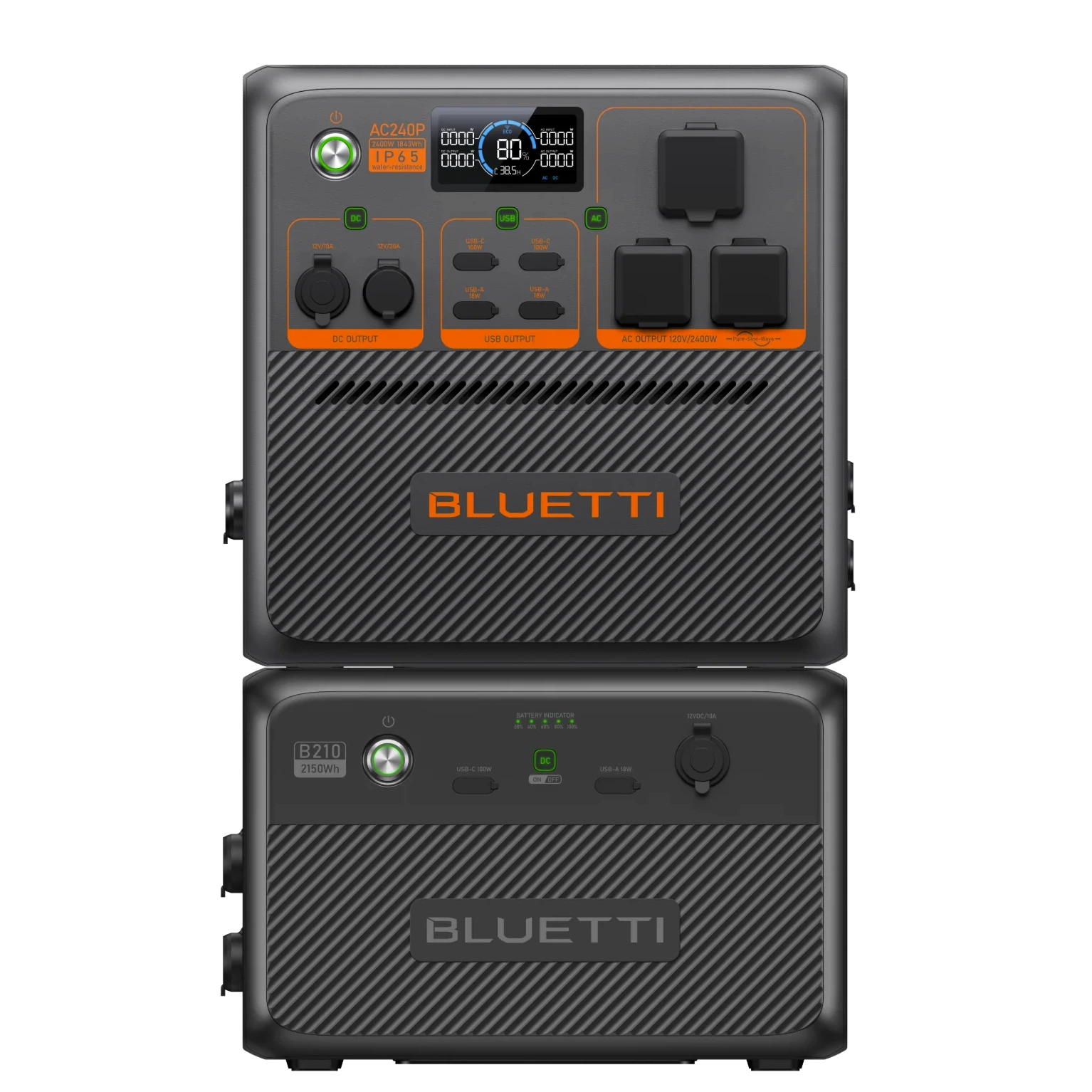 View of the Portable Power Station AC240P with the B210 Expansion Battery