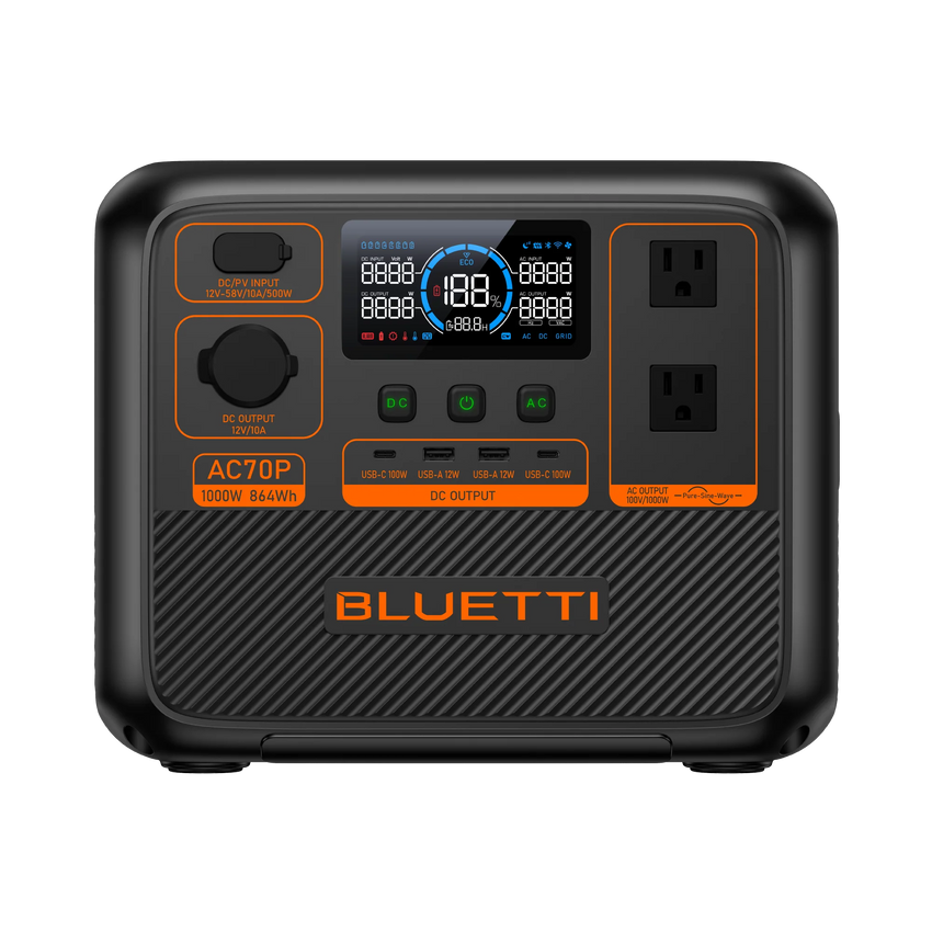 Front view of the portable power station for camping