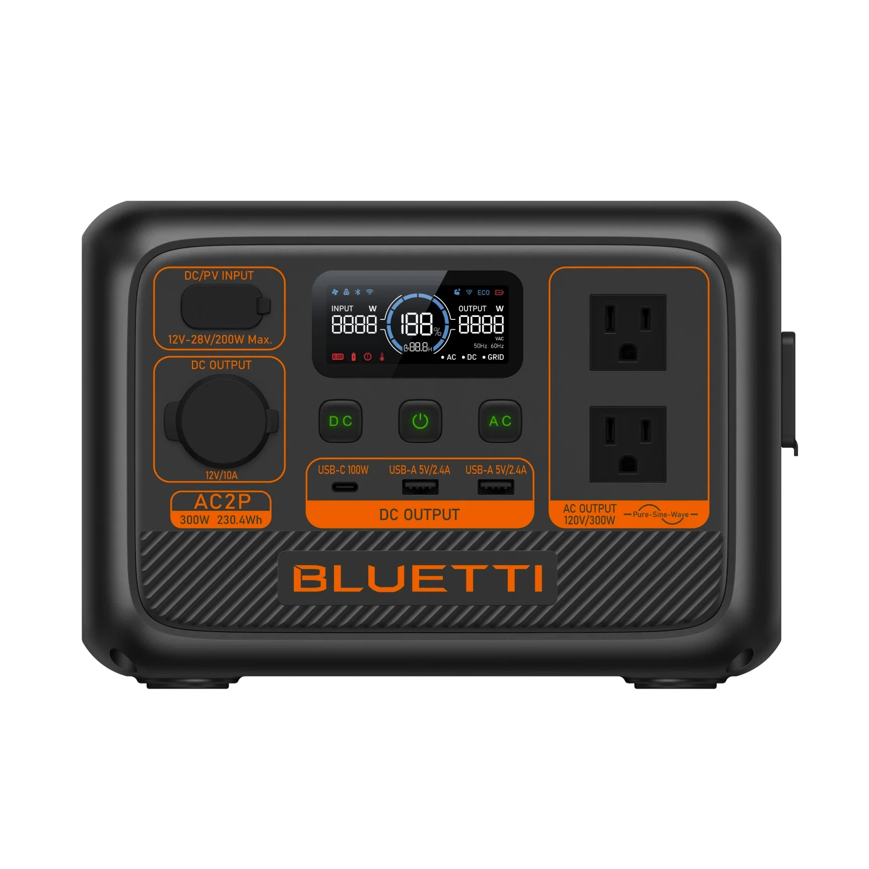 Front view of the Power Bank with AC Outlet