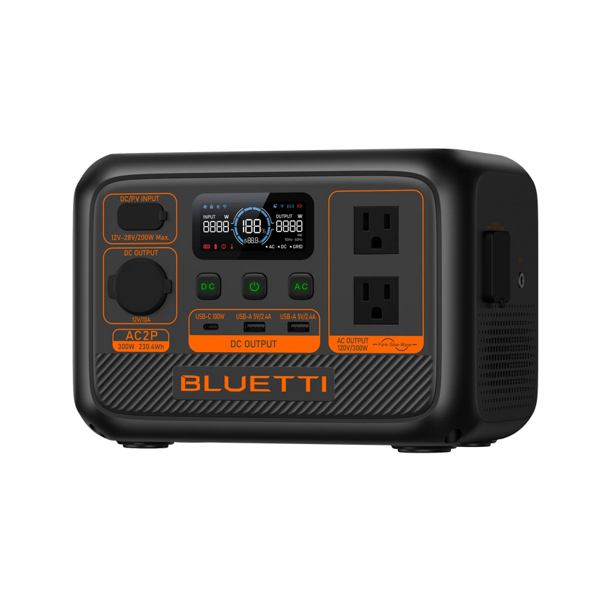 Side view of the portable power station lithium for camping and overlanding
