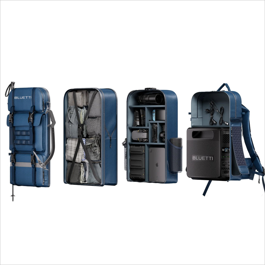 Inside view of the Power Station with backpack, storage for laptop and other devices