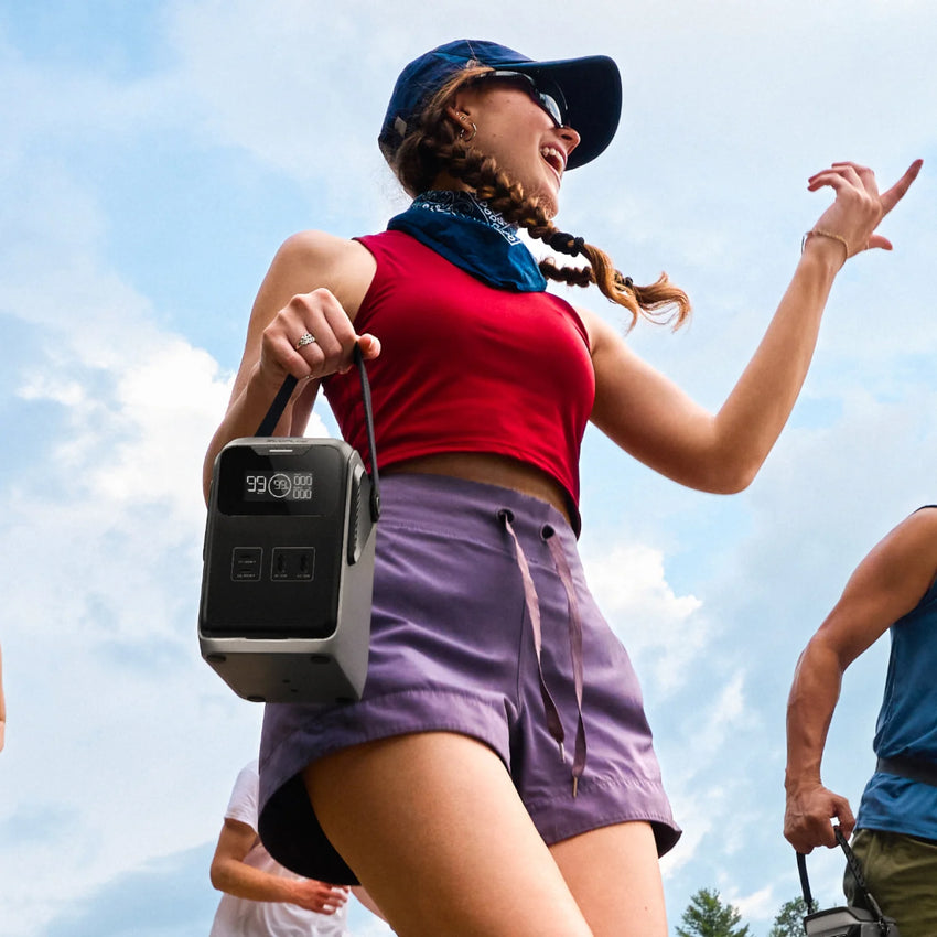 View in a girl hand bakcpacking