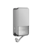 Side view of the battery power bank with usb-c outlet