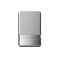 Front view of the silver battery power bank