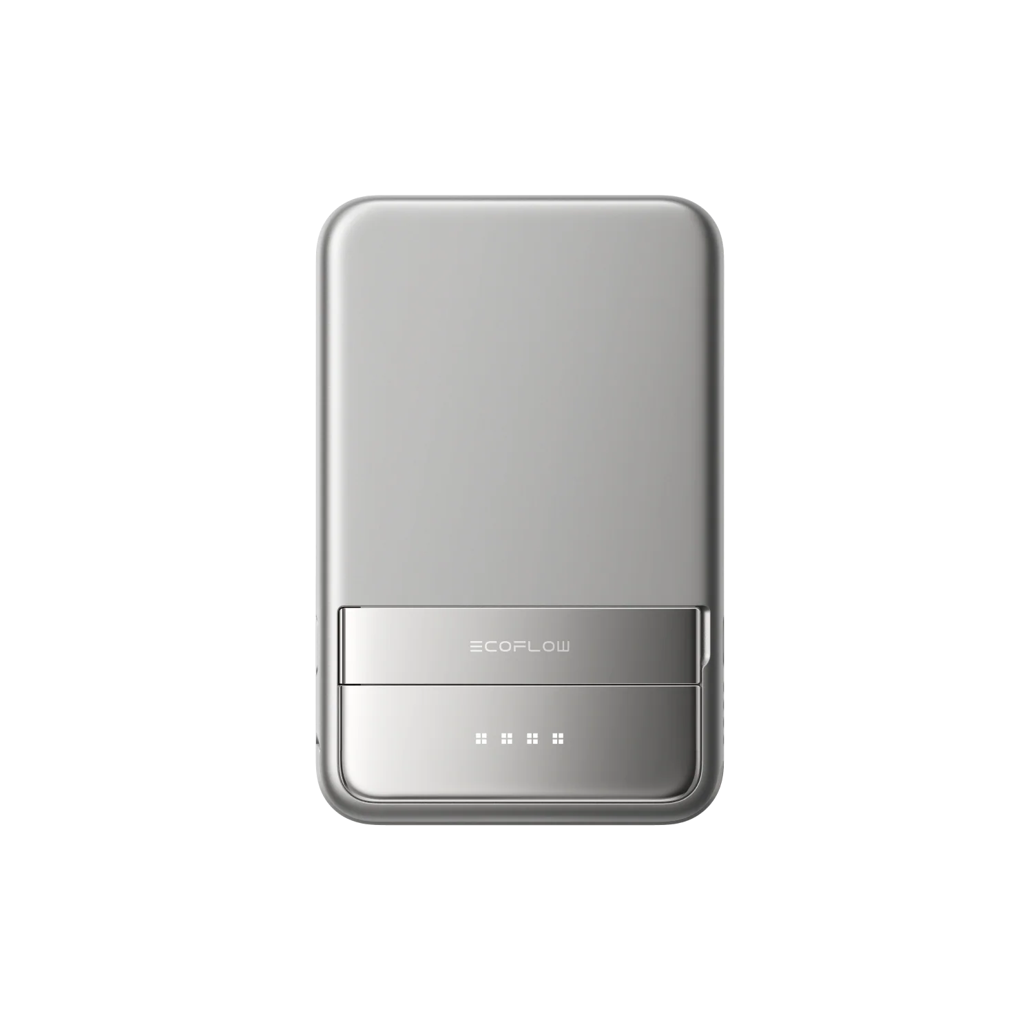 Front view of the silver battery power bank