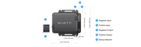 Vue en détails des connectiques et des boutons du chargeur dc dc de bluetti