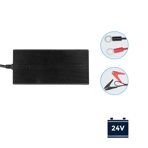 Chargeur de Batterie au Lithium 24V  disposant d'oeuillet de fixation pour installation permanentes 