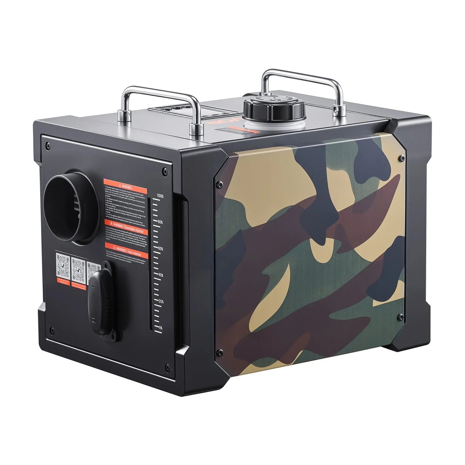 Side view of the portable diesel heater for hunters