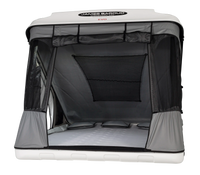 Rear view of the clamshell roof top tent when the door is open