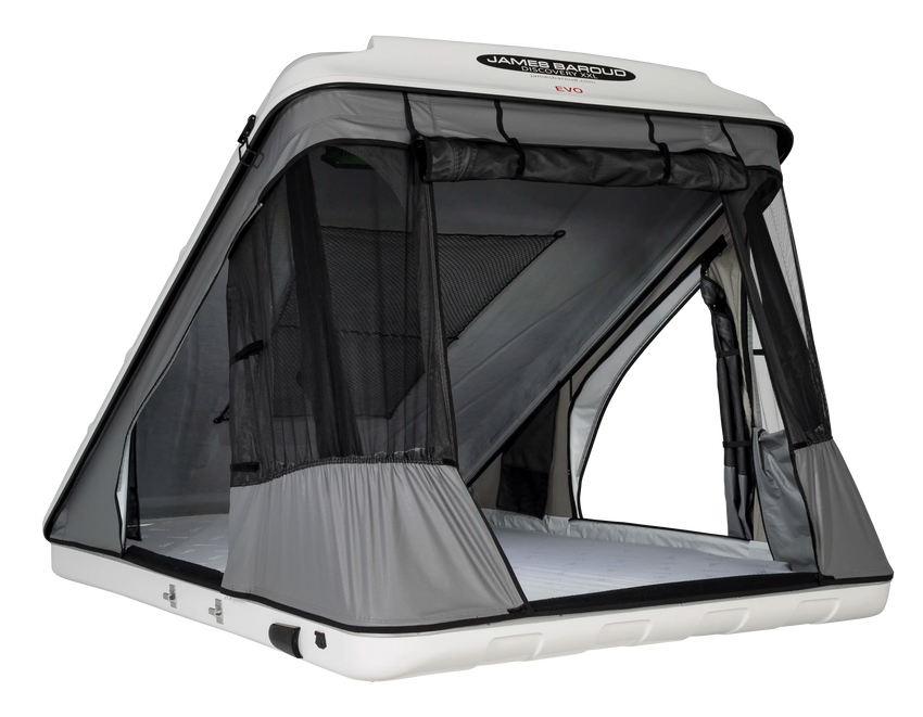 Rear view open door of the lightweight clamshell roof top tent