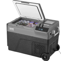Cooler Box with wheels front view and drinks inside