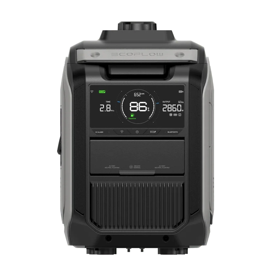 Front view of the quiet dual fuel generator