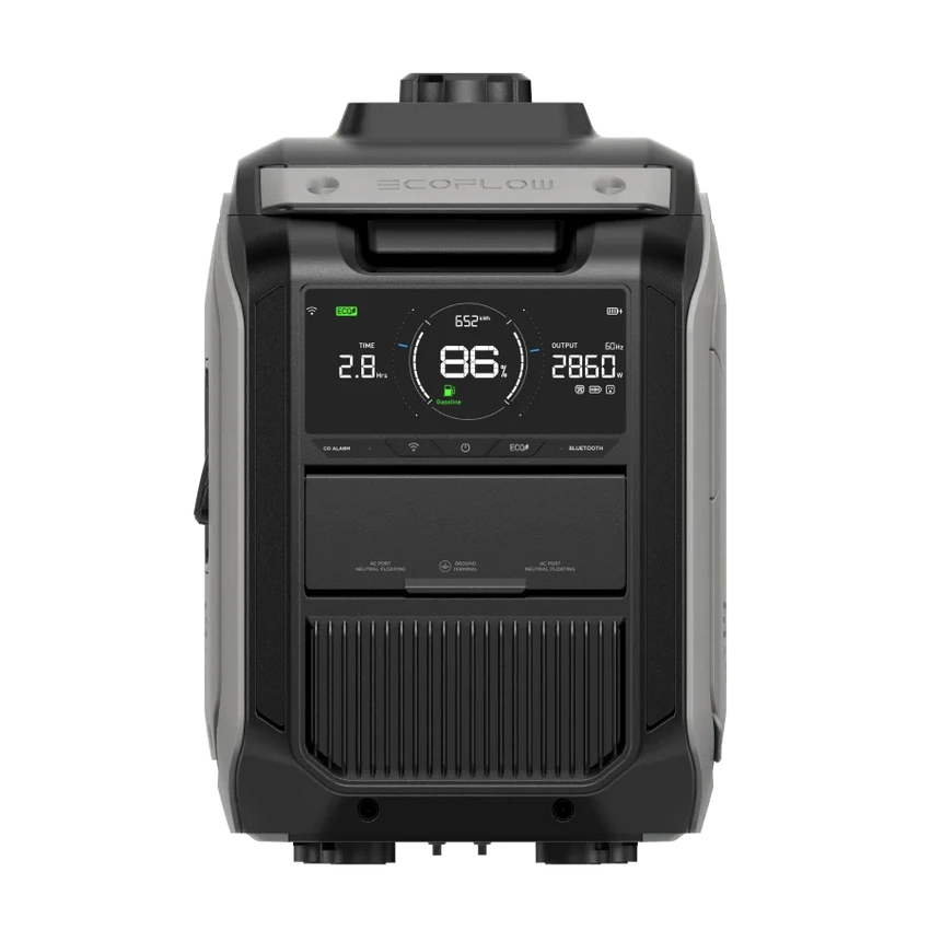 Front view of the quiet dual fuel generator