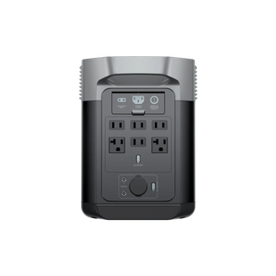 Vue arrière de la station électrique ecoflow delta 2 portable avec prises d'amérique du nord