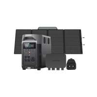 View with a portable solar panel and a power kit