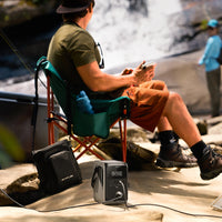 View on a camping spot with a river in background