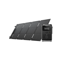 View of the battery pack for backpacking with a backpacking solar panel of 45W