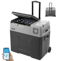 Electric ic chest for car opened view with handle and wheels