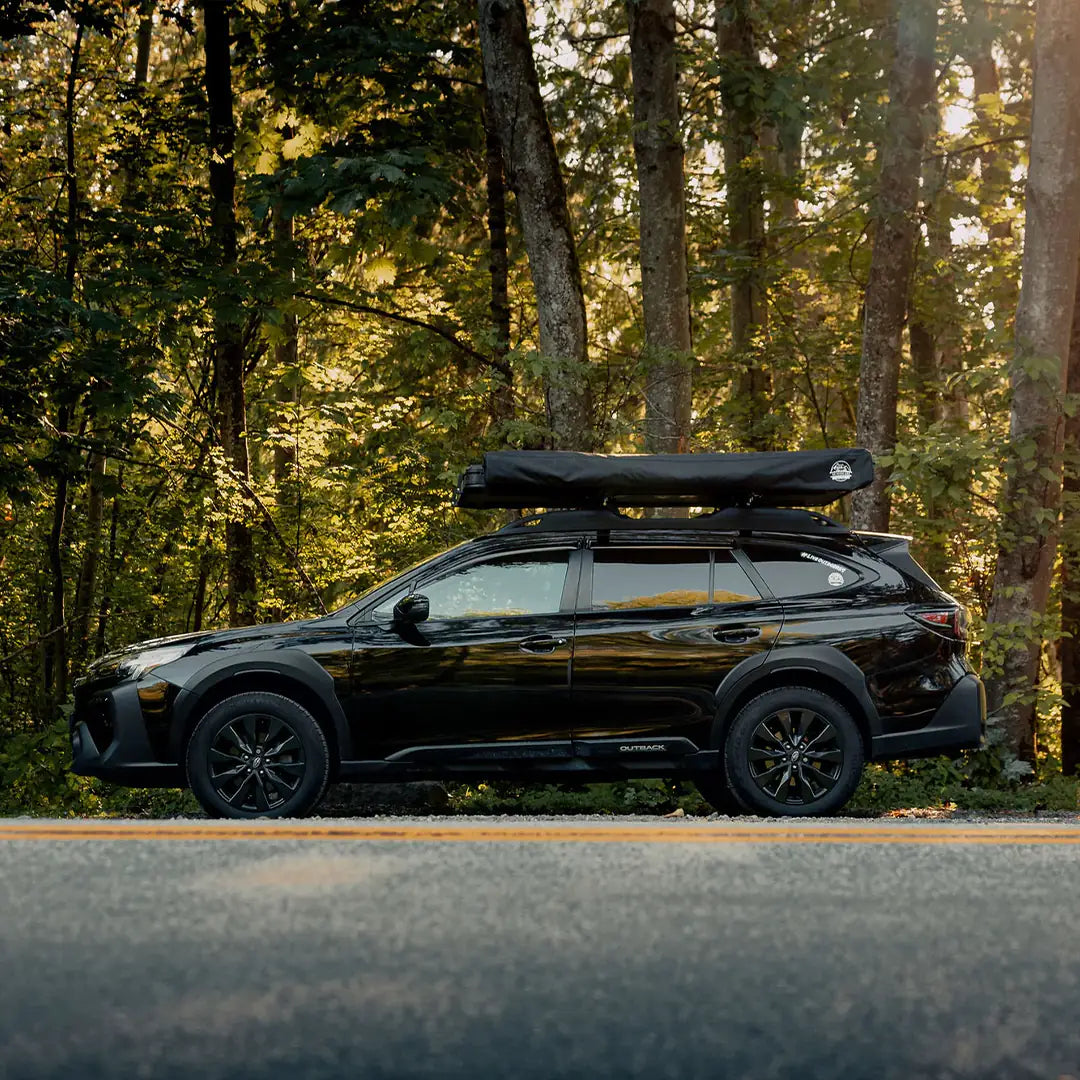 Self supporting awning for car, closed view
