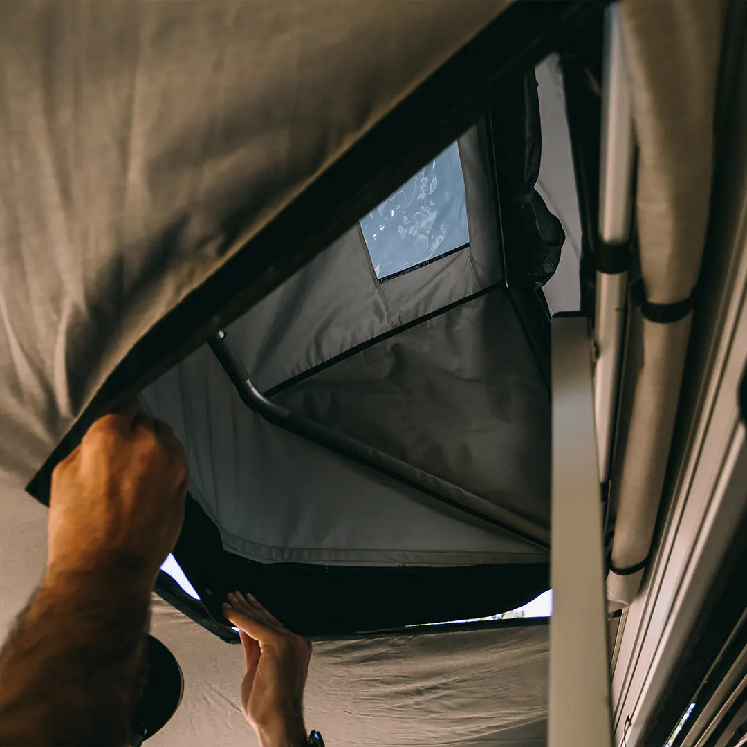 Tunnel access of the rooftop tent by James Baroud