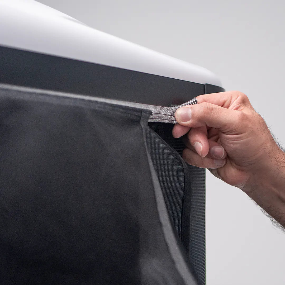 Sliding the tunnel in the rooftop tent rail