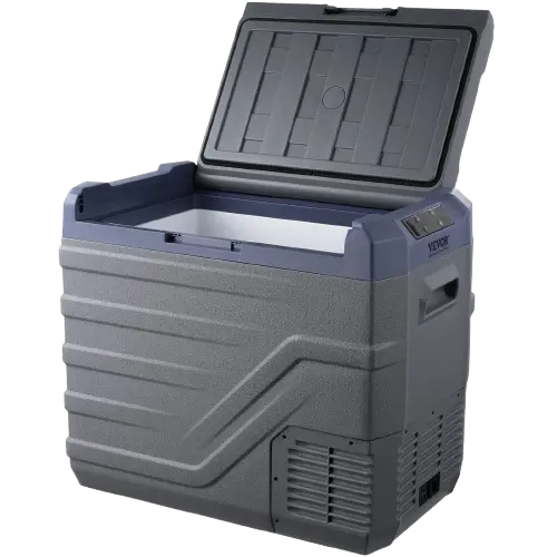 Galcière Portable 12V en démonstration ouverte avec possibilité de changer le côté d'ouverture de la porte