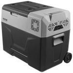 glacière électrique de camping avec roulettes latérales pour déplacement facile