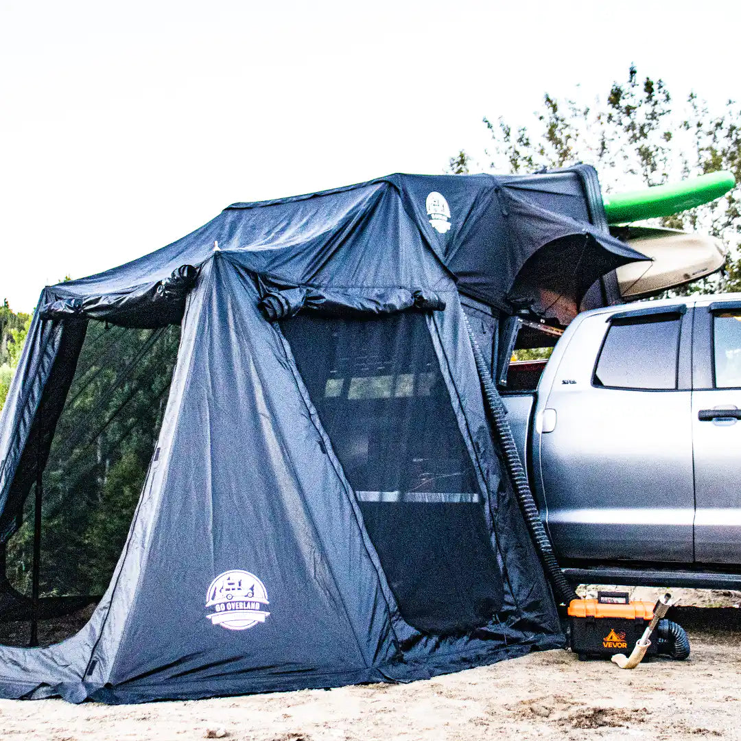 Heater view on a camping annexe tent