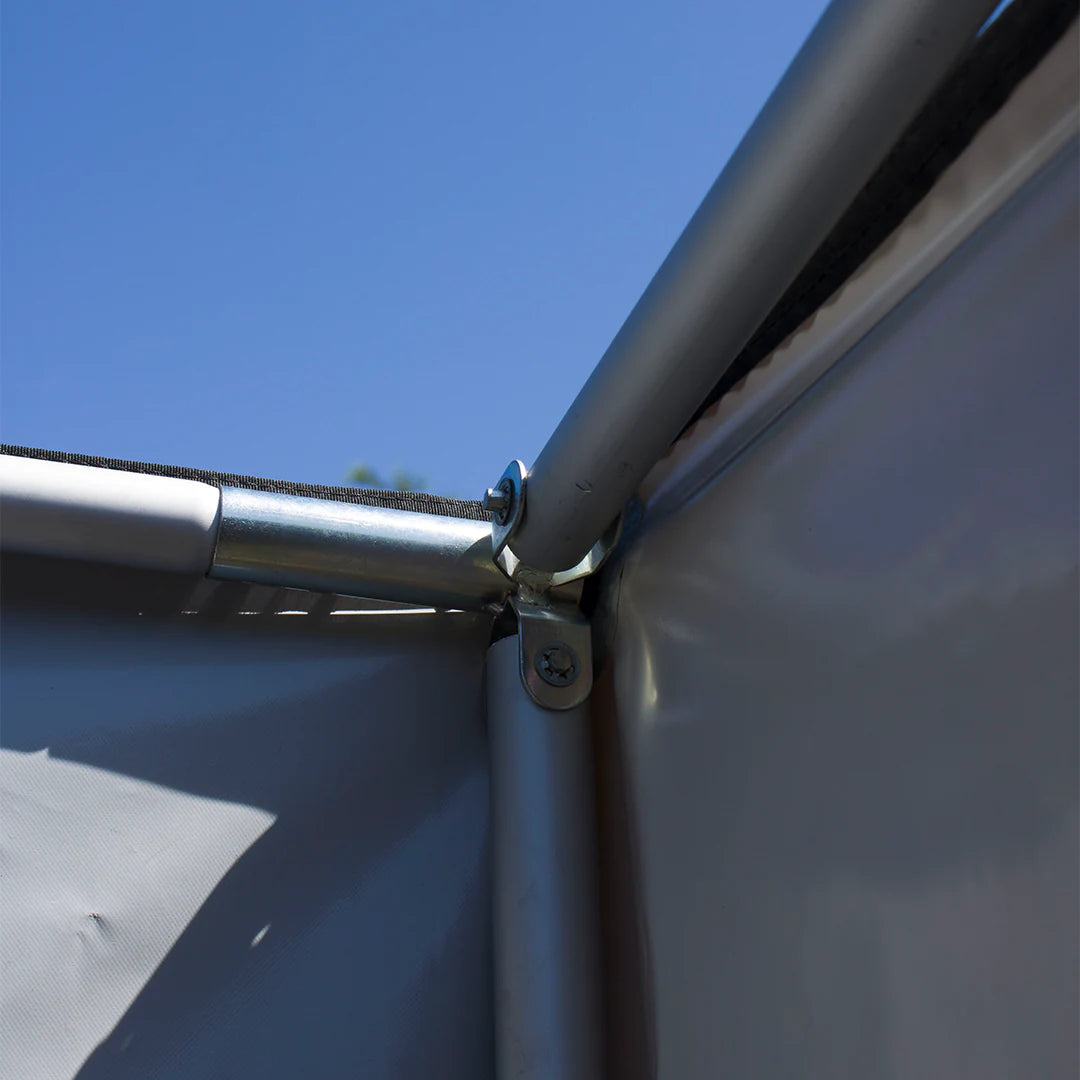 Inside view of the camping awning shower