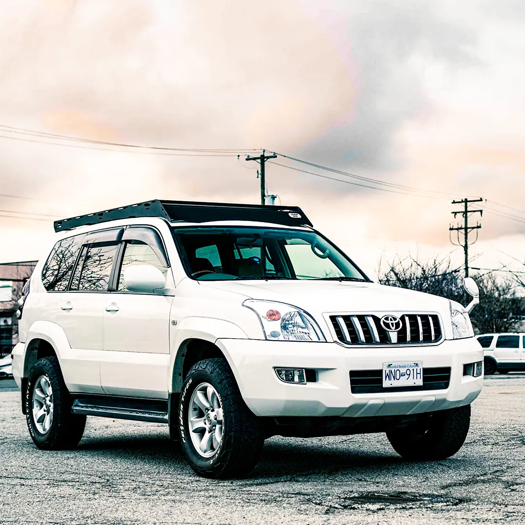 Toyota Land Cruiser Prado with a roof rack by VAN44 made in Canada