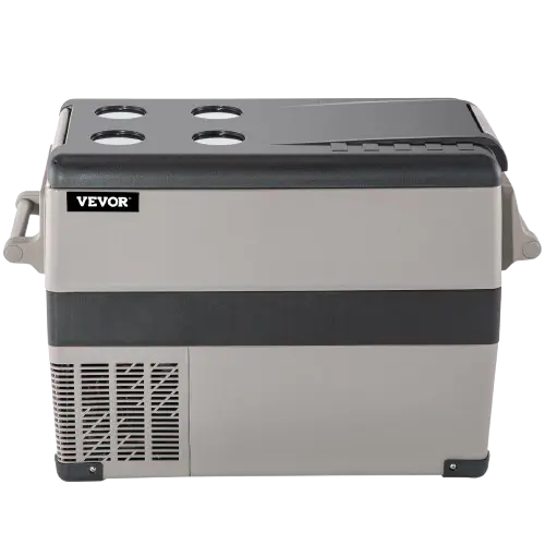 Large electric cooler with handle, side view