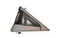 Side view of the roof top tent with open windows